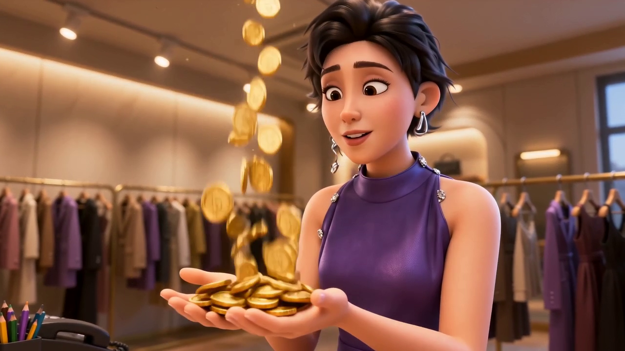 A designer receives a client order; coins convert directly into revenue